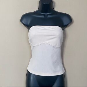 SHEIN Cream Ribbed Strapless Tube Top